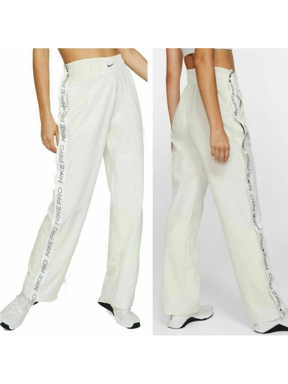 New NIKE WOMEN’S XXL PRO TEAR AWAY PANTS Loose Bone Ivory Workout